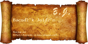 Bacsák Jolán névjegykártya